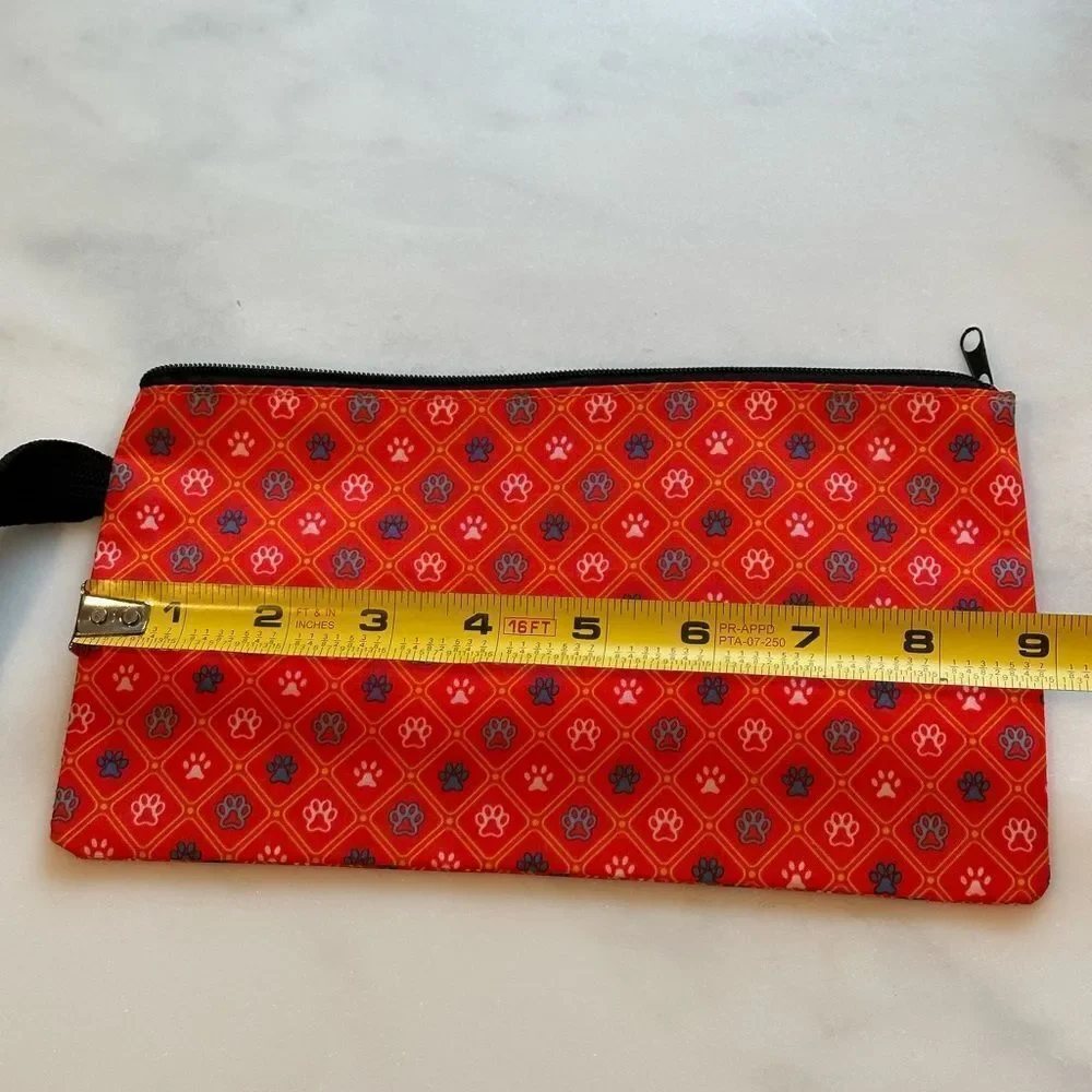 Red Animal Paw Print Cosmetic Bag